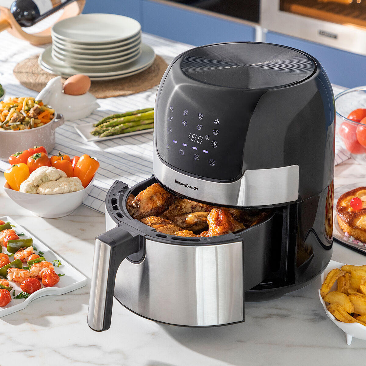 Freidora de Aire InnovaGoods Fryinn 3500 Negro 1400 W 3,5 L Acero Inoxidable