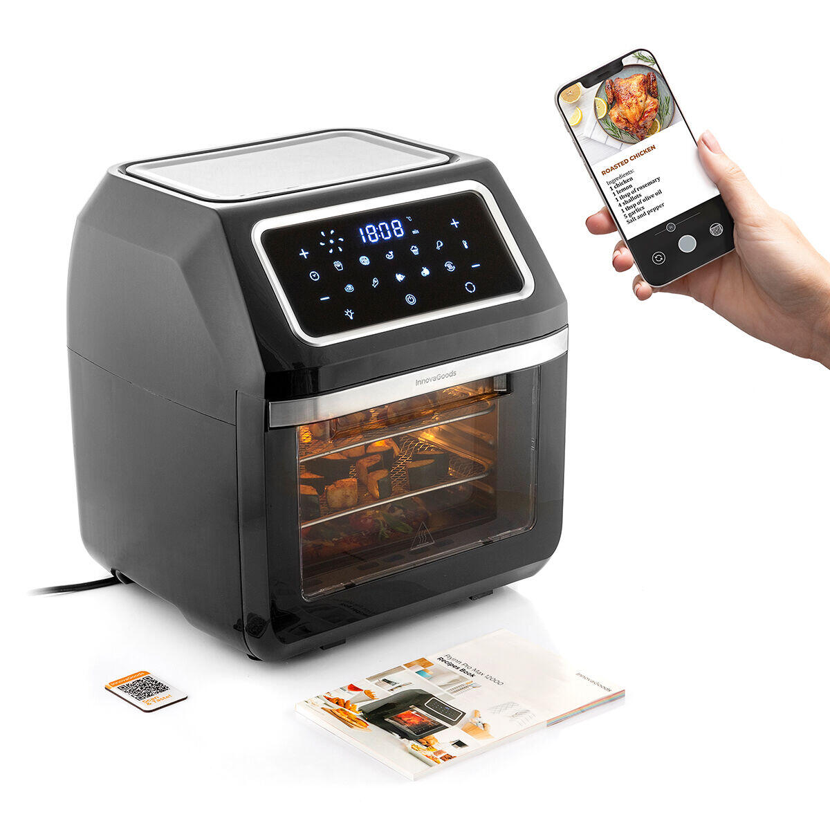 InnovaGoods Fryinn Pro Max 12000 Air Fryer Black 1800 W 12 L Stainless Steel
