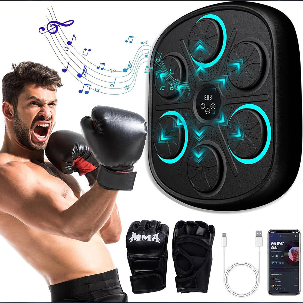 Máquina De Boxeo Electrónica con 2 Guantes Bluetooth Y Carga USB